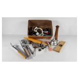 Kitchen utensils, includes measure cups, rice,