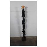 Wooden Christmas tree decor, lighted and works,