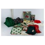 Group lot of Christmas textiles.  Dish towels,