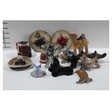 Mixed group, includes dog figurines, hummingbird
