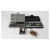 Tools, plump bob, tapeless measure and two socket