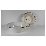 Two enameled wash basins,  wear as shown