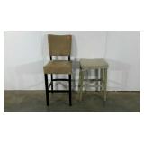Bar chair and stool, 29" to seat