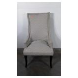 Grey and white upholstered accent chair