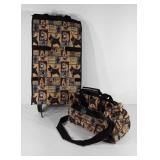 Dog themed tapestry purse and folding bag with