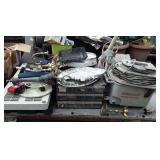 Skid lot of hardware organizers,  oil lamp scales,