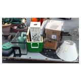 Skid with aquarium,  oil drain pan, ironworks,
