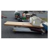 Skid with cradle,  parts to shelf,  stool,