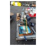 Skid: vacuum cleaners, mops,  clock,