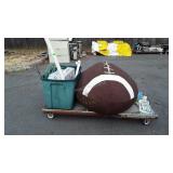 Dkid: gigantic stuffed football, license plates,