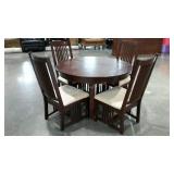 Five piece dining set, 48" diameter, finish wear