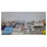 Crafting supplies, includes beads, string, birds,