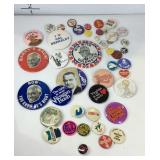Assorted buttons some political