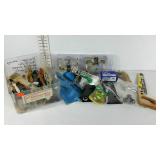 Hardware group. Paint brushes, hand saw, gloves,