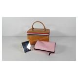 Vintage soft sided train case with Estee Lauder