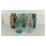 Bottle and ball jars, includes two zinc lids.