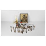 Silverplate and stainless flatware, old photo,