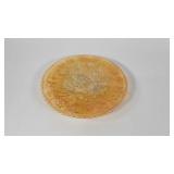 Carnival glass rose design cake plate, 9"