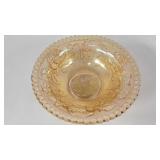 Carnival glass,  8" bowl with rose design