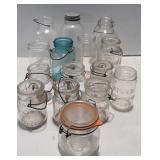 Canning jar group, various sizes and makers