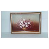 Floral painting on canvas, artist signed and