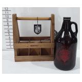 Barware, includes wooden bottle caddy with bottle