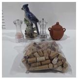 Mixed group, includes bird figurine, salt and