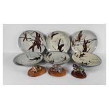 Asian style pottery plates (6) and three