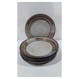 Six pottery plates, all artist signed, 11"