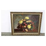 Nicely framed large floral print, Autumn
