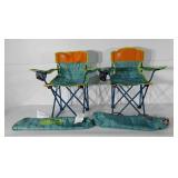 Two coleman kids quad folding chairs