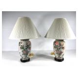 Pair of Asian style table lamps with shades,