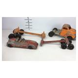 Hubley Kiddie toys, truck with trailer, car, and,