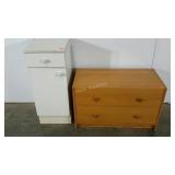 White laminate cabinet-13 x 14 x 32, two drawer