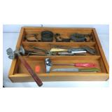 Wooden divided tray with cookie cutters and