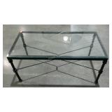 Glass topped table, 39 x 19