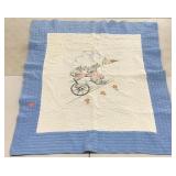 Embroidered baby quilt, 44x56