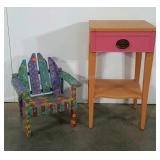 Painted stand and child