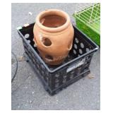 Terracotta Hen and Chicks Planter with plastic
