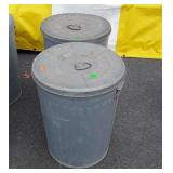 2 galvanized trash