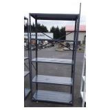 Grey metal storage shelf, 36 w x 16 d x 73 inches