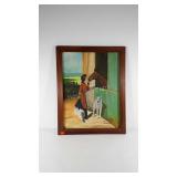 Rider with horse and dog painting on artist