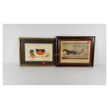 Horse carriage and trotter prints, town coach