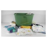 Large group of baby boy clothes, towels,