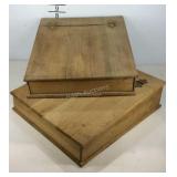 Two wooden file boxes