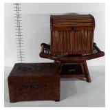 Home decor, includes wooden carved box, rattan