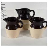Three Roseville Pottery pitchers