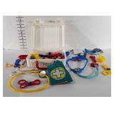 Toys, dress-up doctor case and medical themed