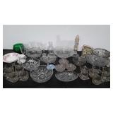 Glassware and decor, bowls, cups, statue, key