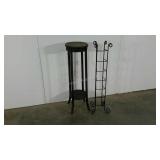 Two stands, metal work and wood-39" tall